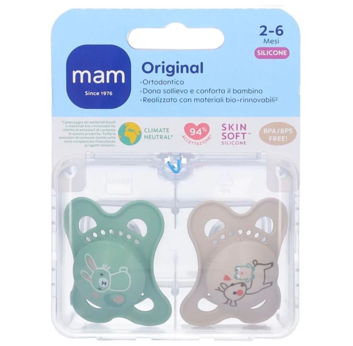 MAM Original Ciuccio Silicone 2-6 Mesi Set 2 pz