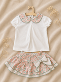 Set Bambina Blusa Peter Pan e Gonna Floreale