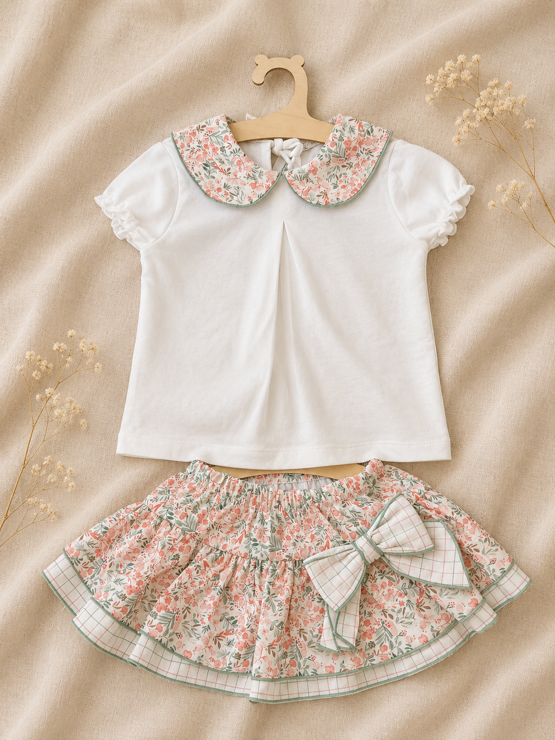 Set Bambina Blusa Peter Pan e Gonna Floreale