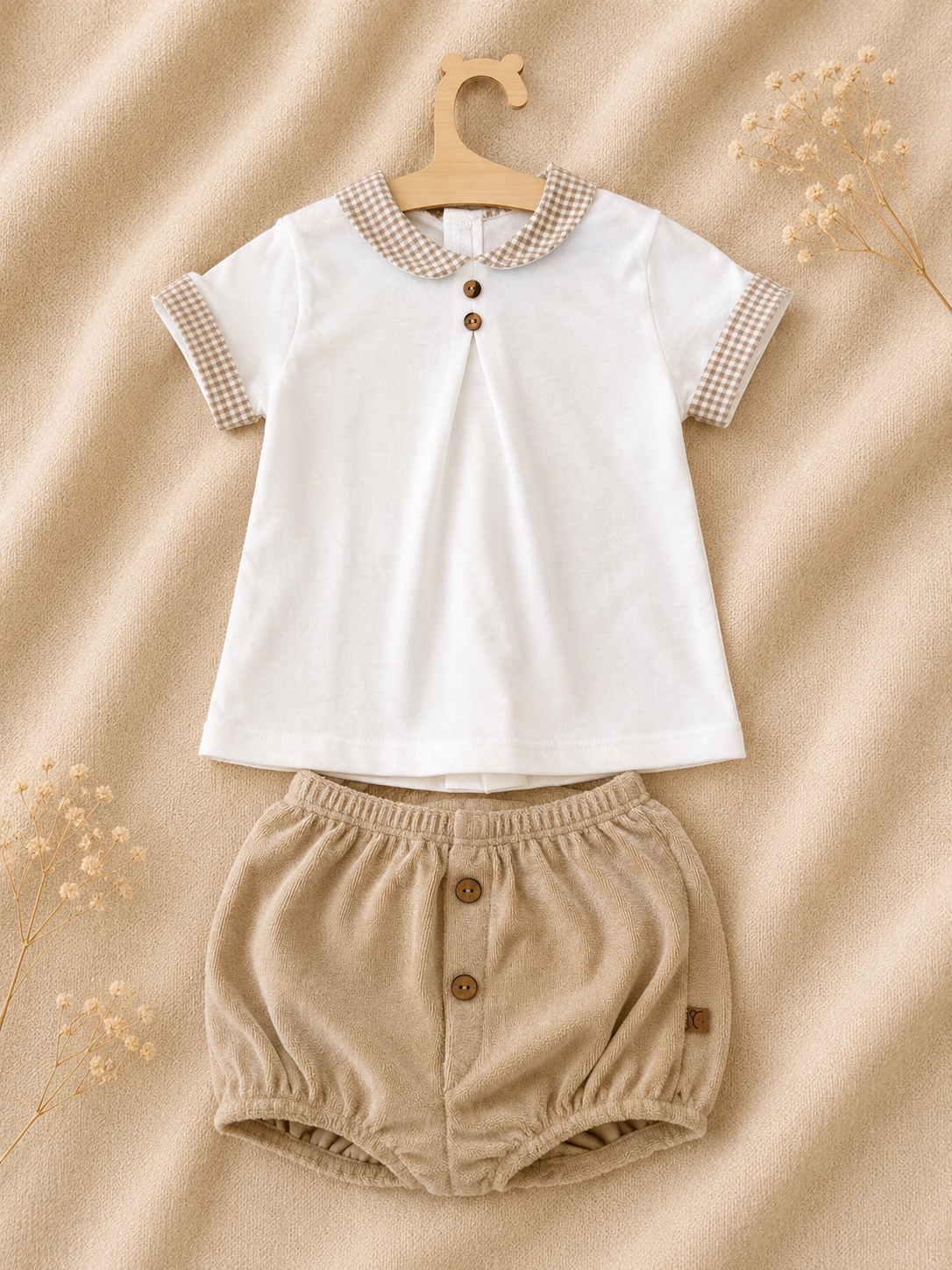 Set Neonato Blusa Colletto e pantaloncino in spugna -Calamaro Baby