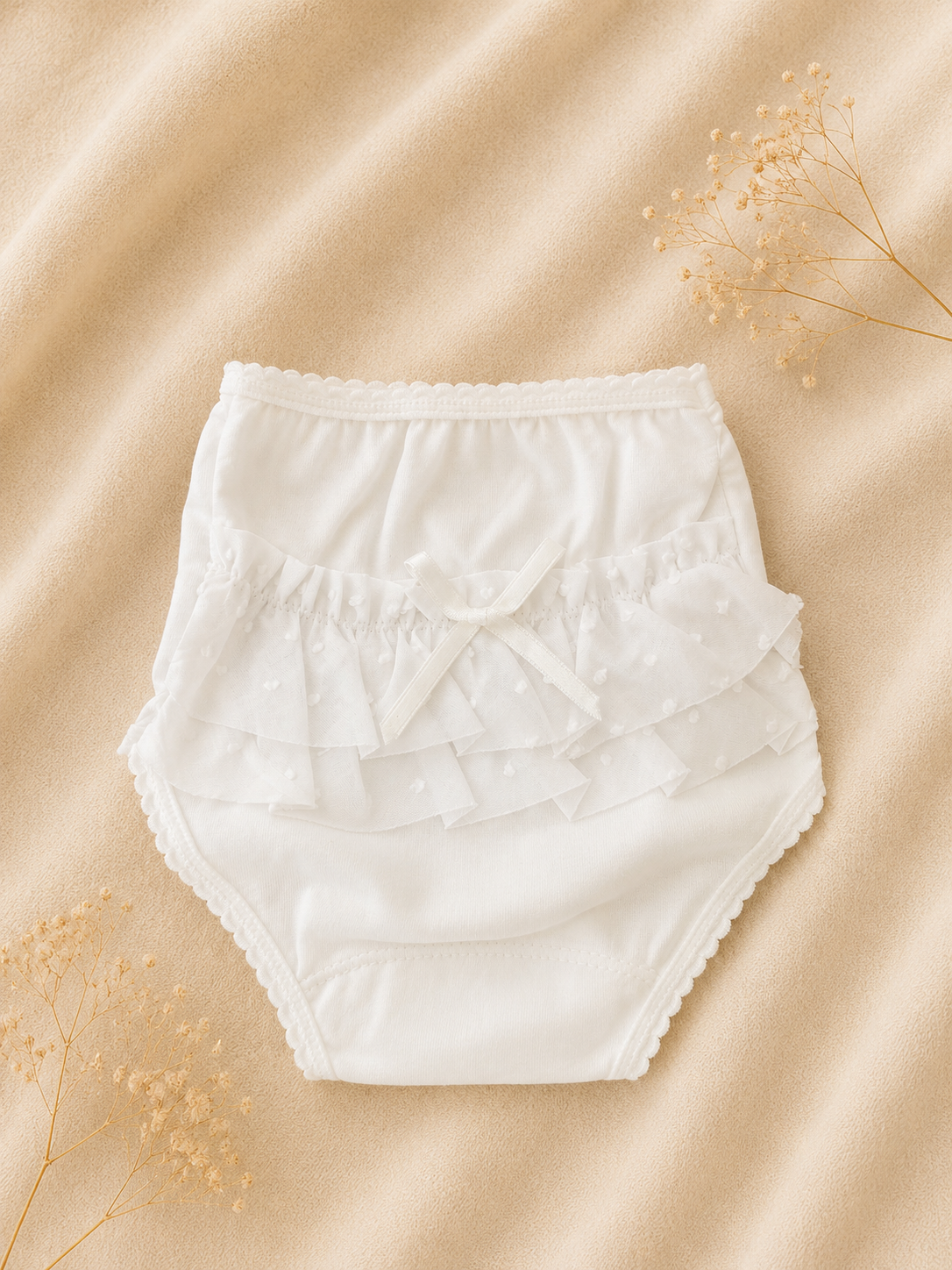 Mutandina Bianca con Volant e Fiocco – Neonata