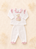 Completo Clinico Neonato Bianco e Rosa con Orsetto - Teneri e Belli