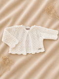 Set Neonato Condor — Cardigan in Filo Bianco Traforato, Cuffia e Copertina