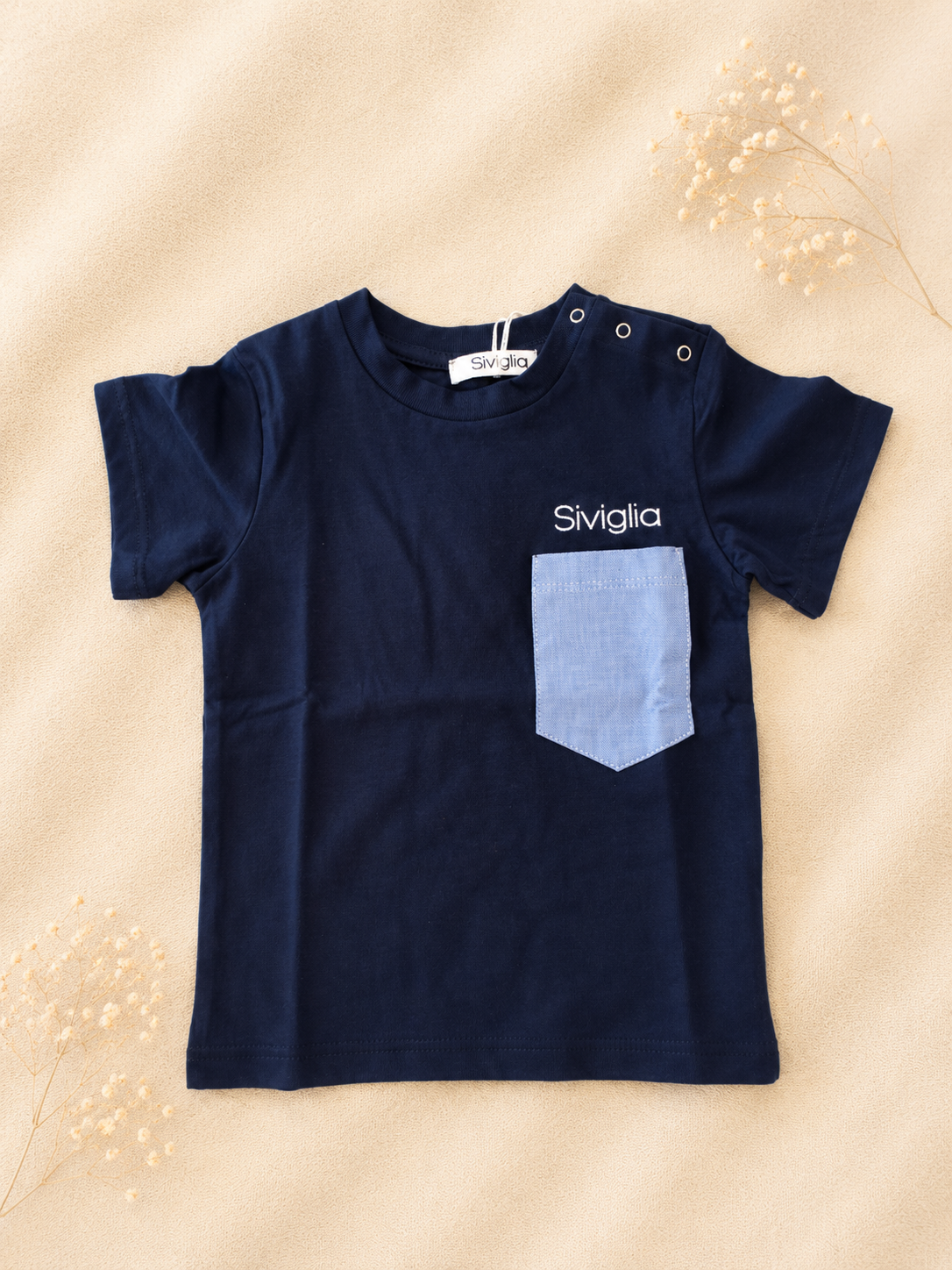 Magliettina Maniche Corte Blu in Cotone Siviglia