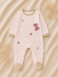 Tutina con Piedini Rosa – Stelle Applicate e Fiocco