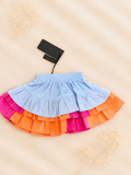 Gonna Colorata con Elastico in Vita Fun&Fun - Azzurro, Rosa e Arancio