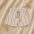 Shorts Bambino a Righe Beige con Laccetto