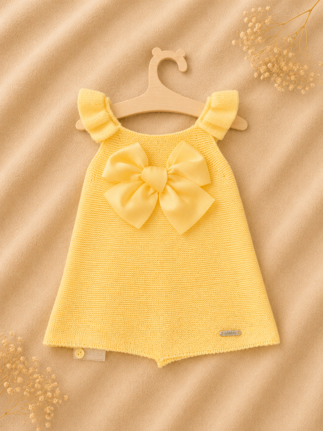 Vestito in Maglia Giallo – Fiocco in Raso e Maniche a Palloncino Condor