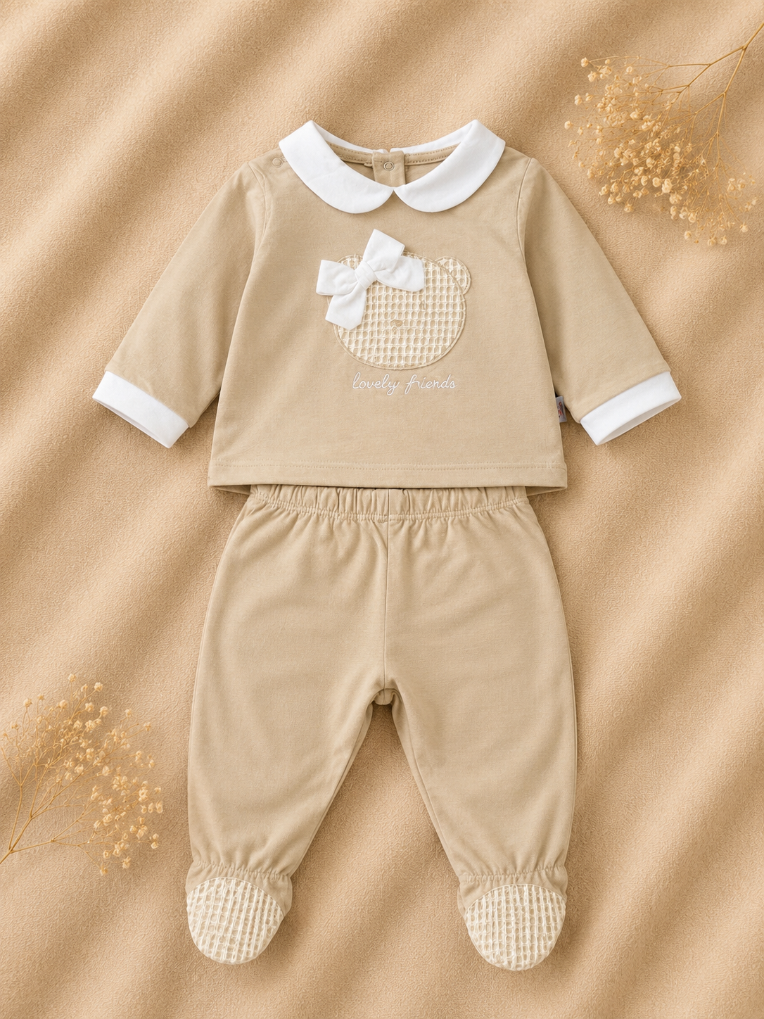 Completo 2 Pezzi Beige Lovely Friends con Orsetto