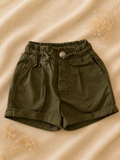 Shorts Verde Militare con Elastico e Risvolto