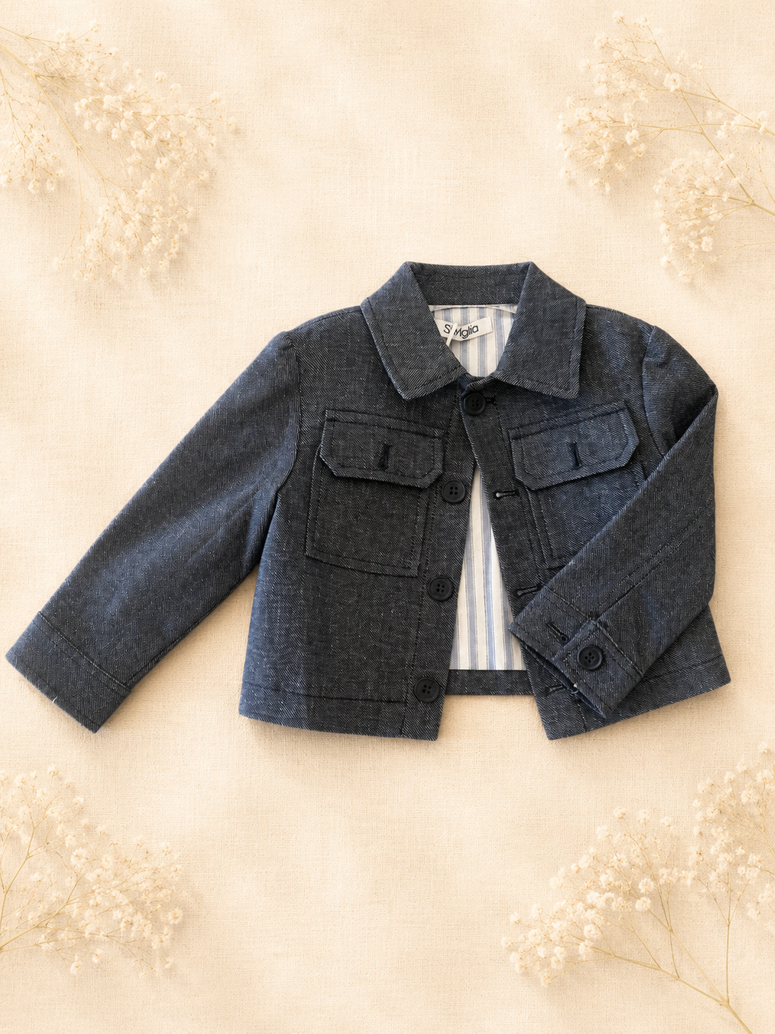 Giacca Sportiva Effetto Jeans con Interno a Righe Bianche e Azzurre Siviglia
