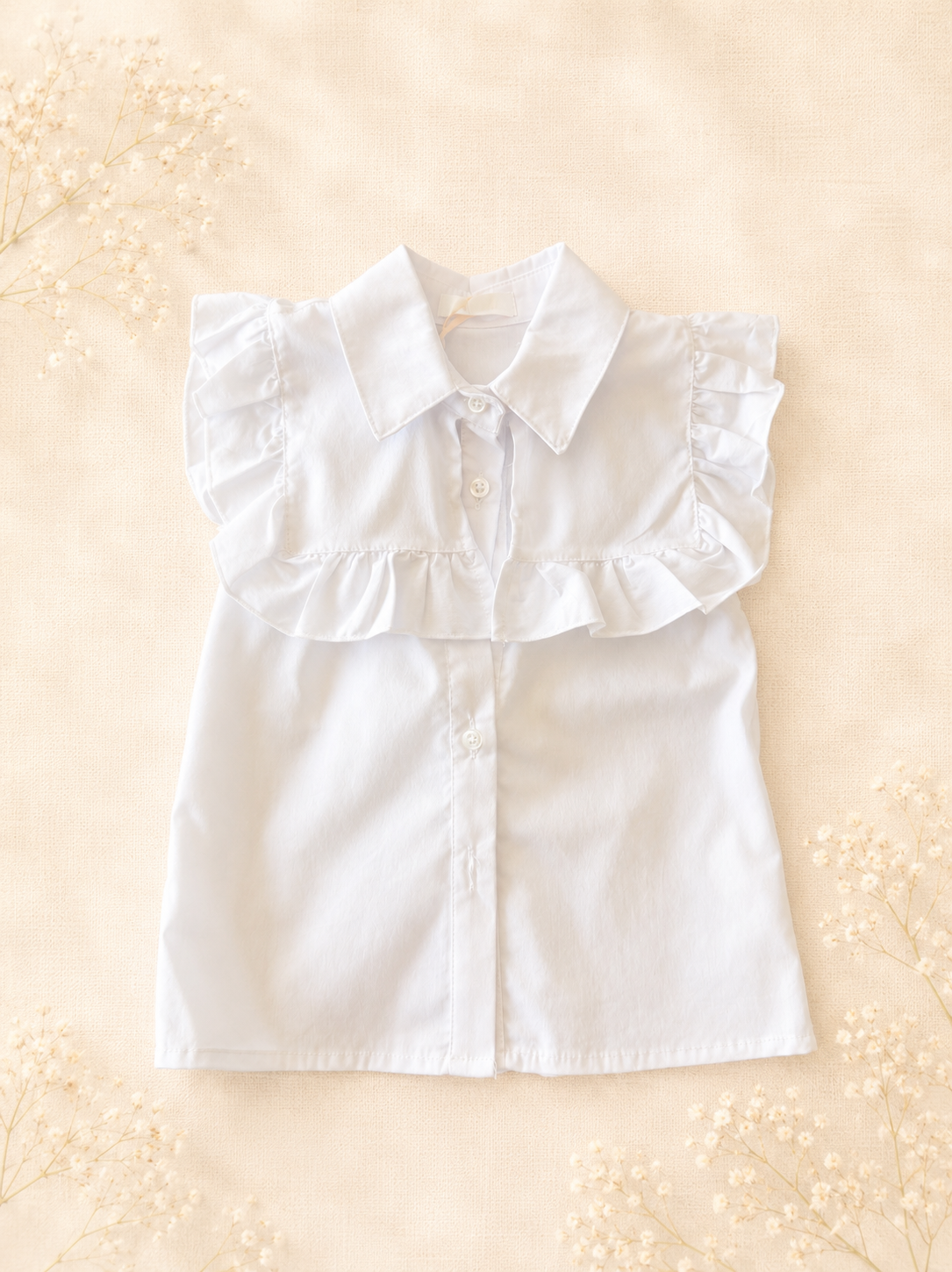 Camicietta Bianca con Rouche in Cotone Fun&Fun