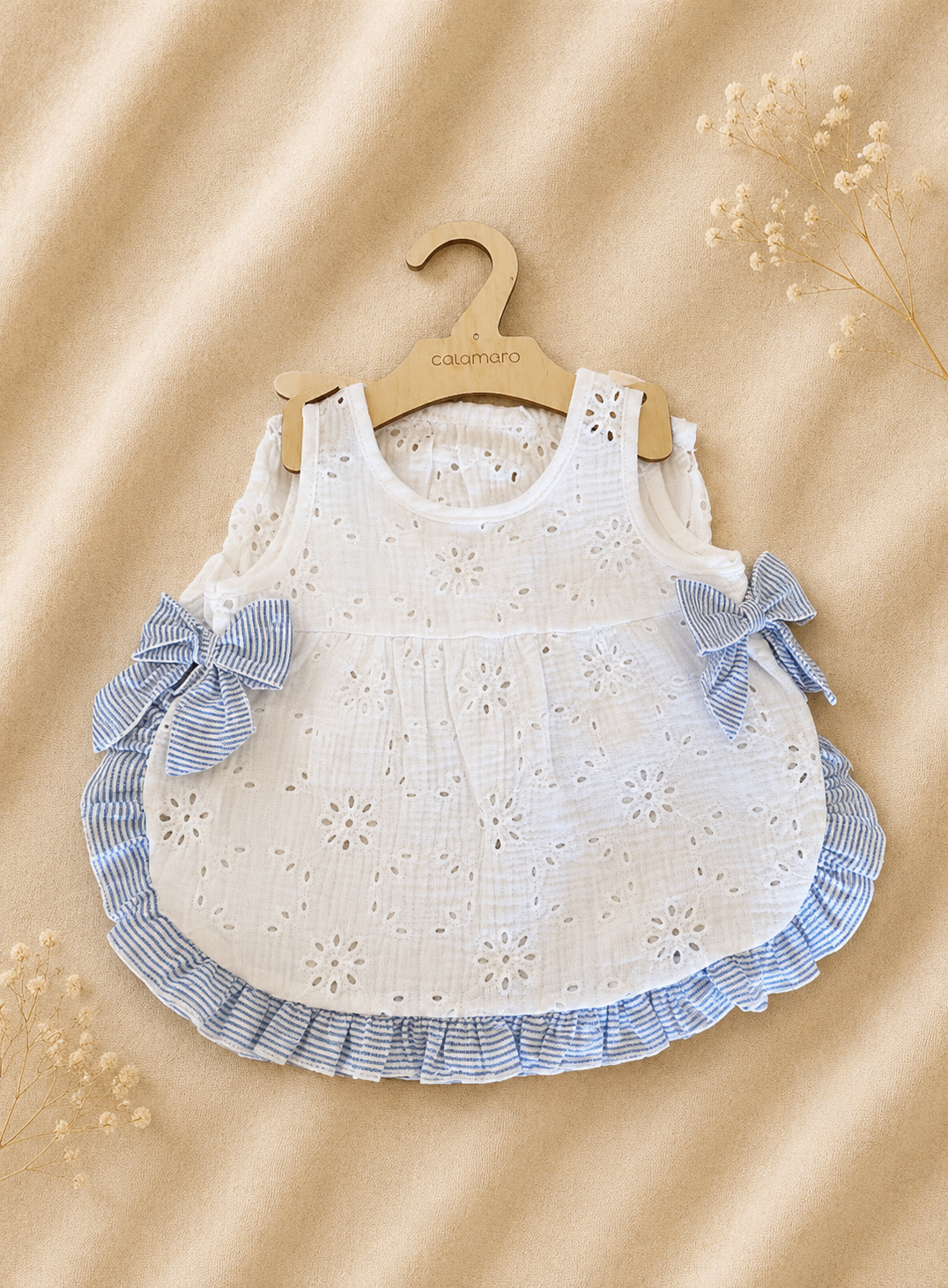Completo Neonato Calamaro Baby - Pizzo San Carlo con Fiocchi e Pantaloncino Bianco