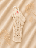 Calzino beige alto traforato Condor.