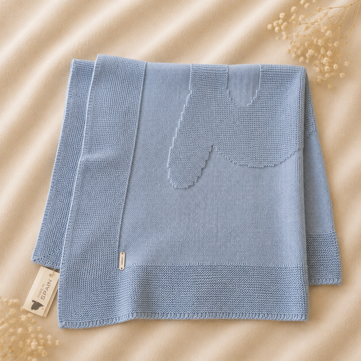 Copertina Neonato Azzurra con Coniglietto in Rilievo — Condor