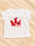 Maglietta Bianca con Stampa Rosa a Maniche Corte Fun&Fun