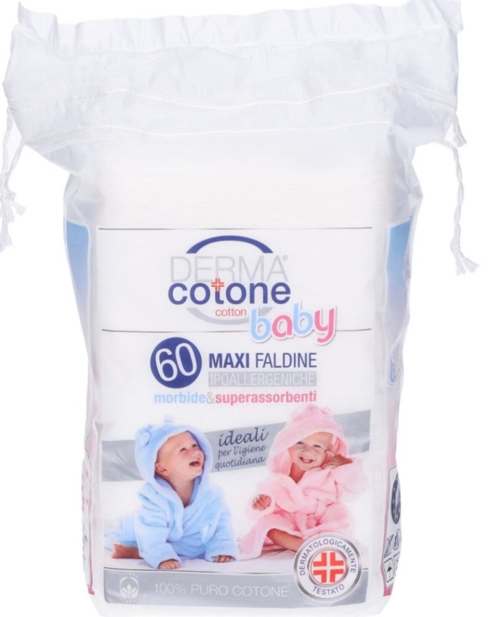 Derma Cotone Baby – 60 Maxi Faldine Morbide e Superassorbenti