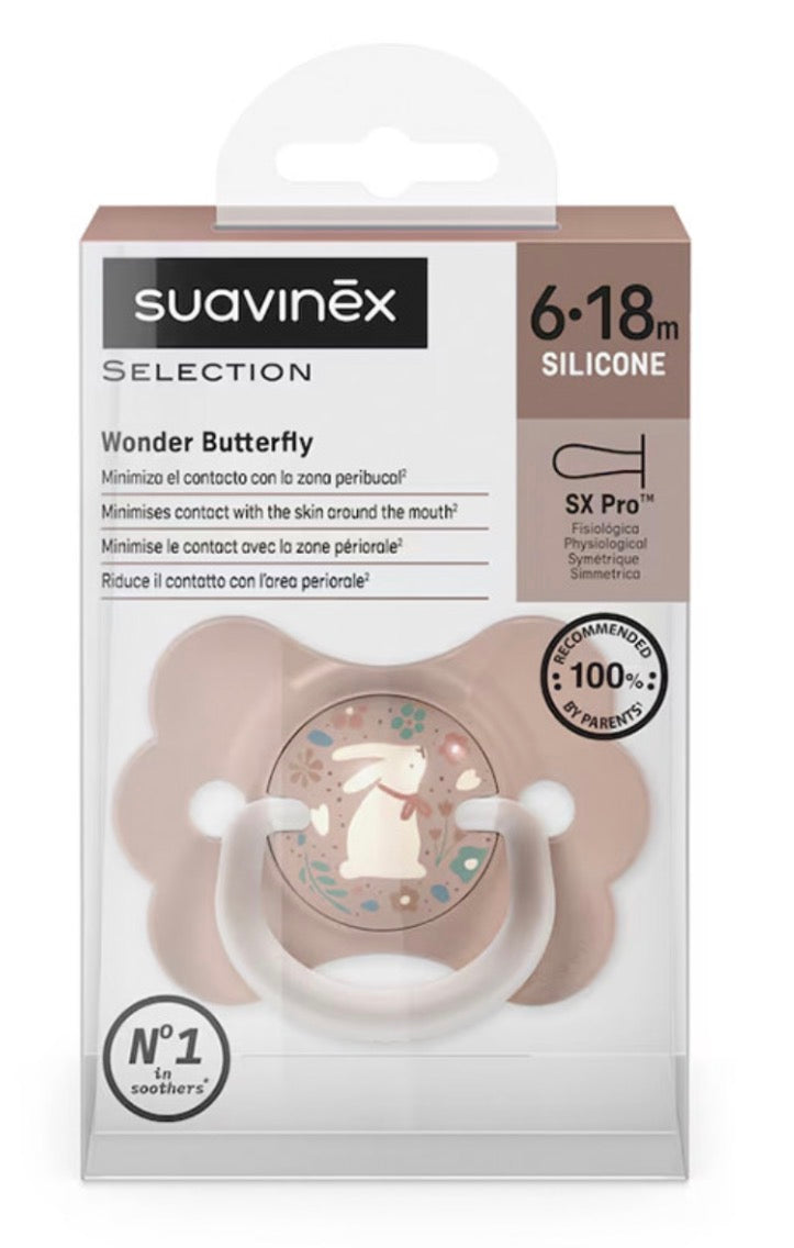 Suavinex Selection Wonder Butterfly Ciuccio Silicone Beige 6-18 Mesi