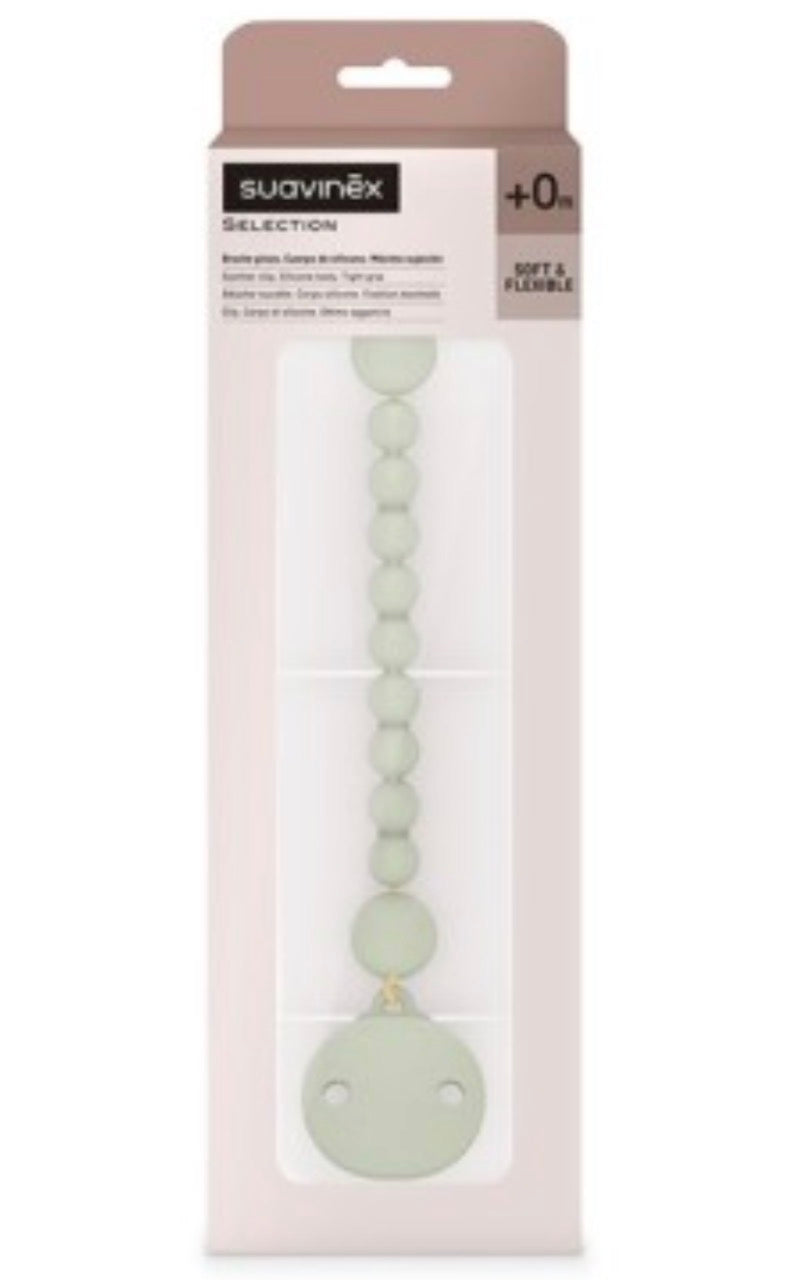 Suavinex Selection Catenella Portaciuccio Silicone Verde Salvia +0m