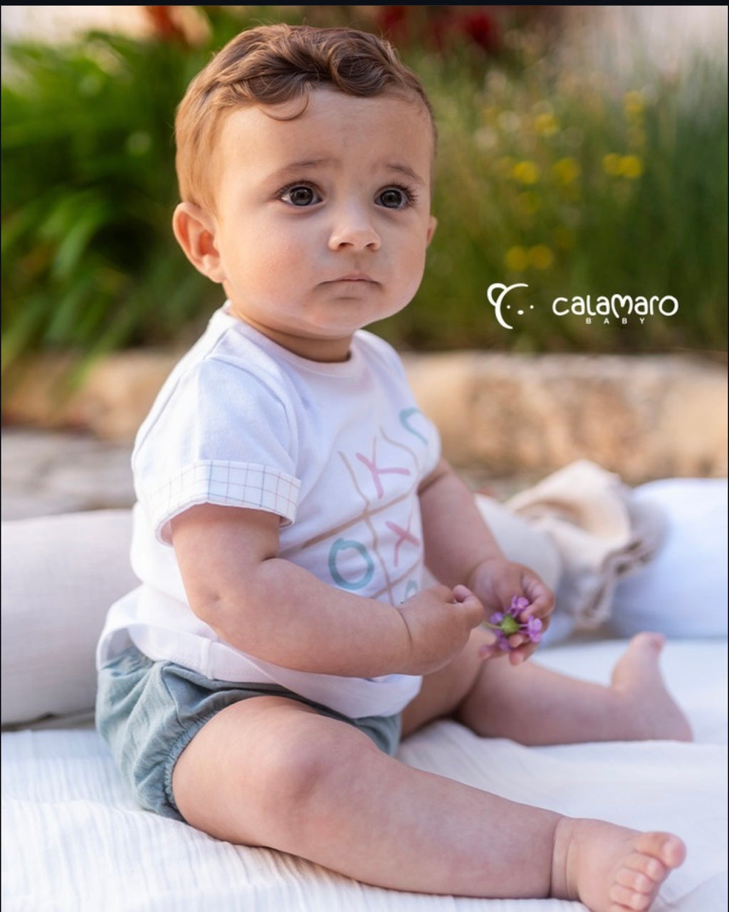 Completo Neonato Calamaro Baby - Magliettina Maniche Corte e Copri Pannolino Verde Acqua