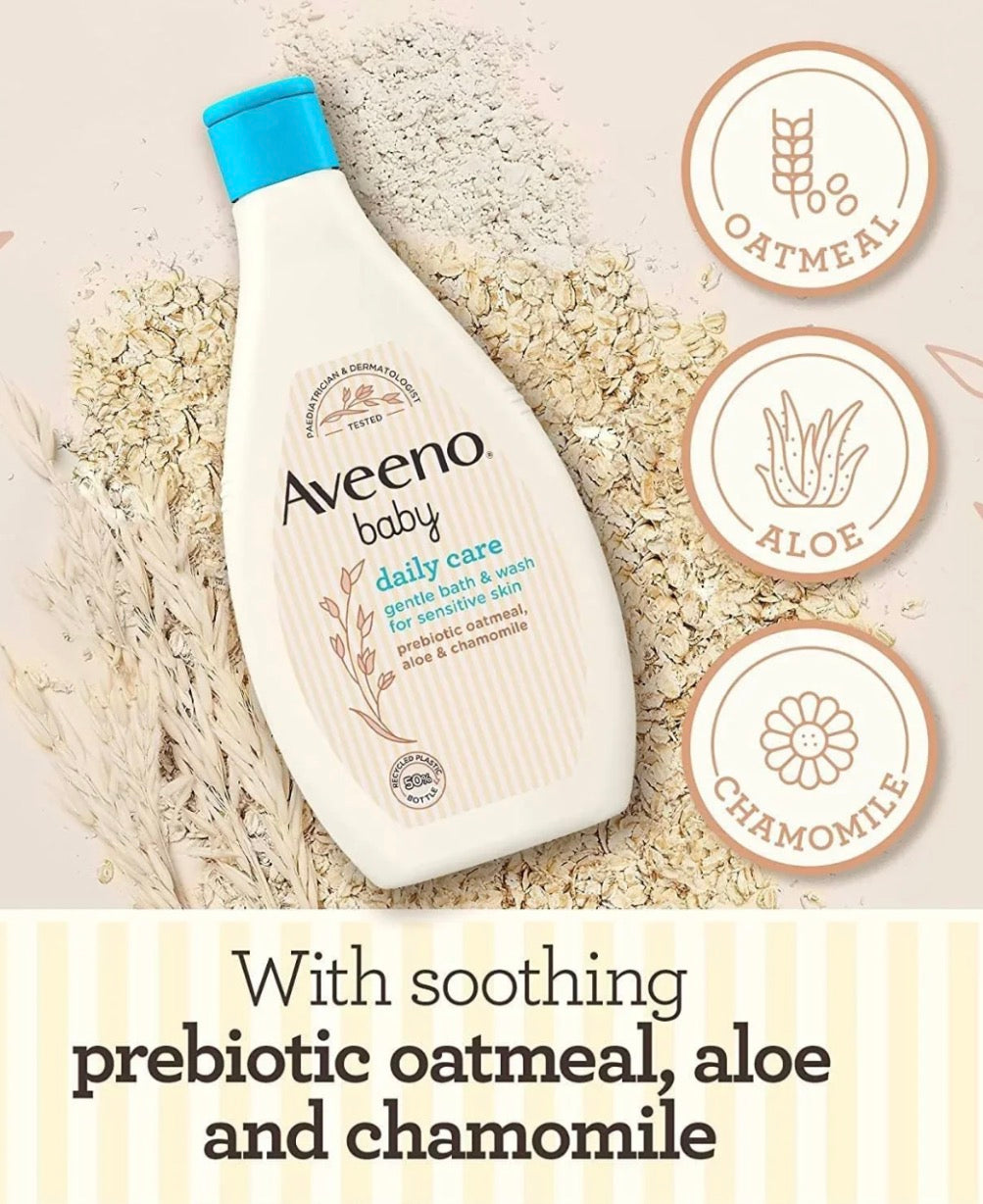 Aveeno Baby Daily Care – Gentle Bath & Wash con Avena Prebiotica, Aloe e Camomilla